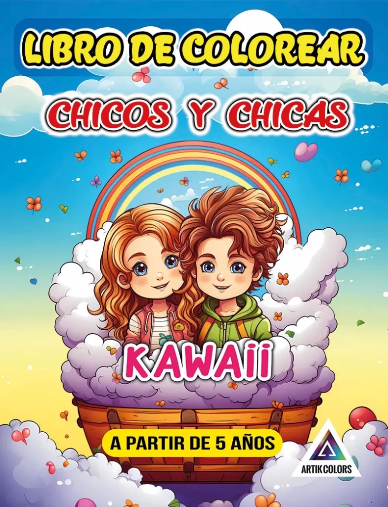 Libro de colorear chicos y chicas kawaii