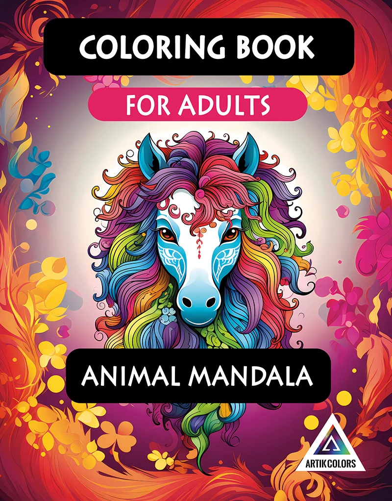Adults Coloring Book Animal Mandala